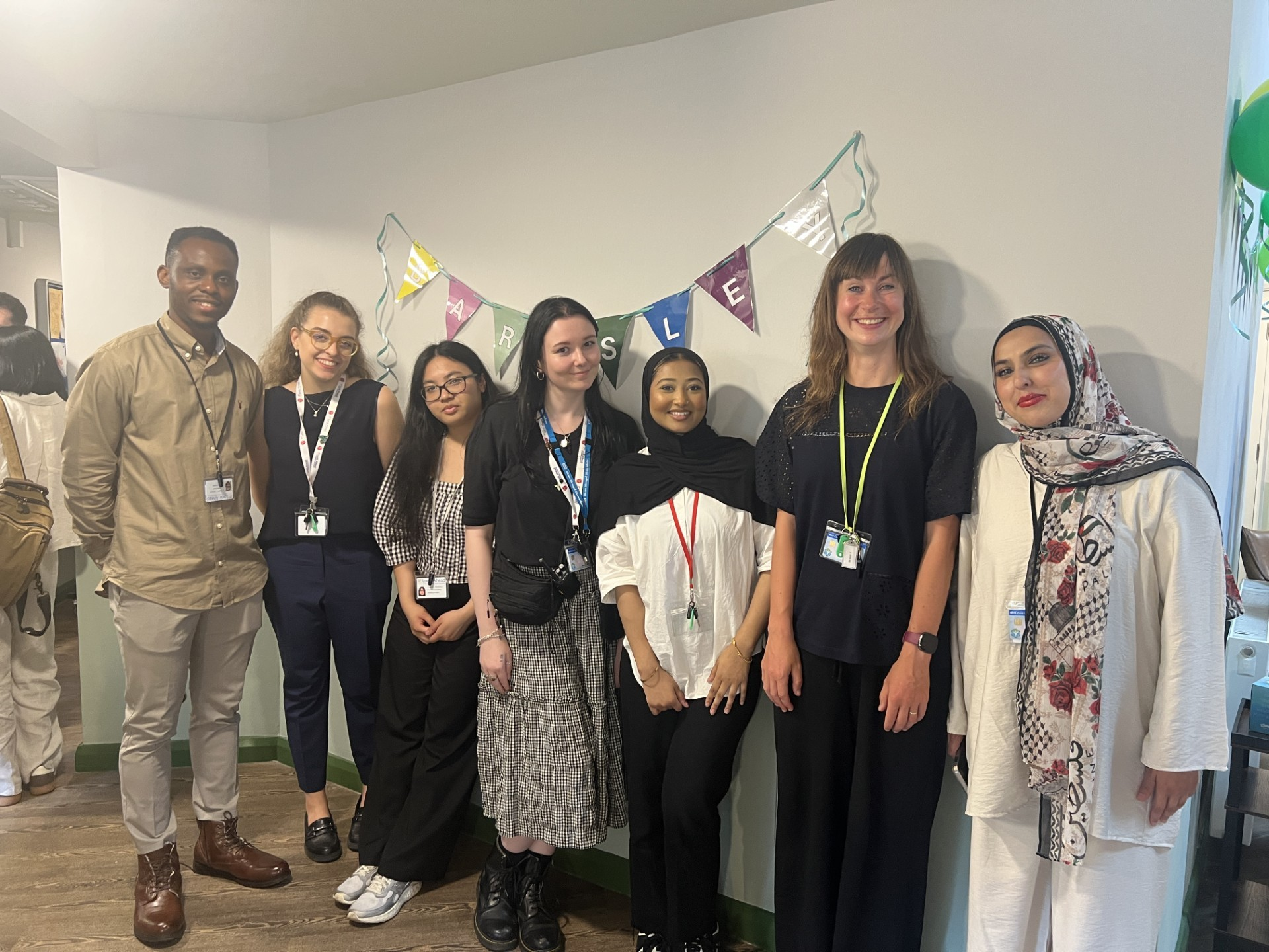 The Look Ahead staff team from Barnsley Street Neighbourhood Mental Health Centre standing together.