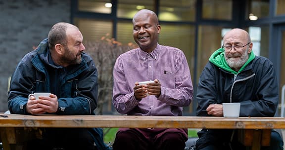 Look Ahead staff with customers