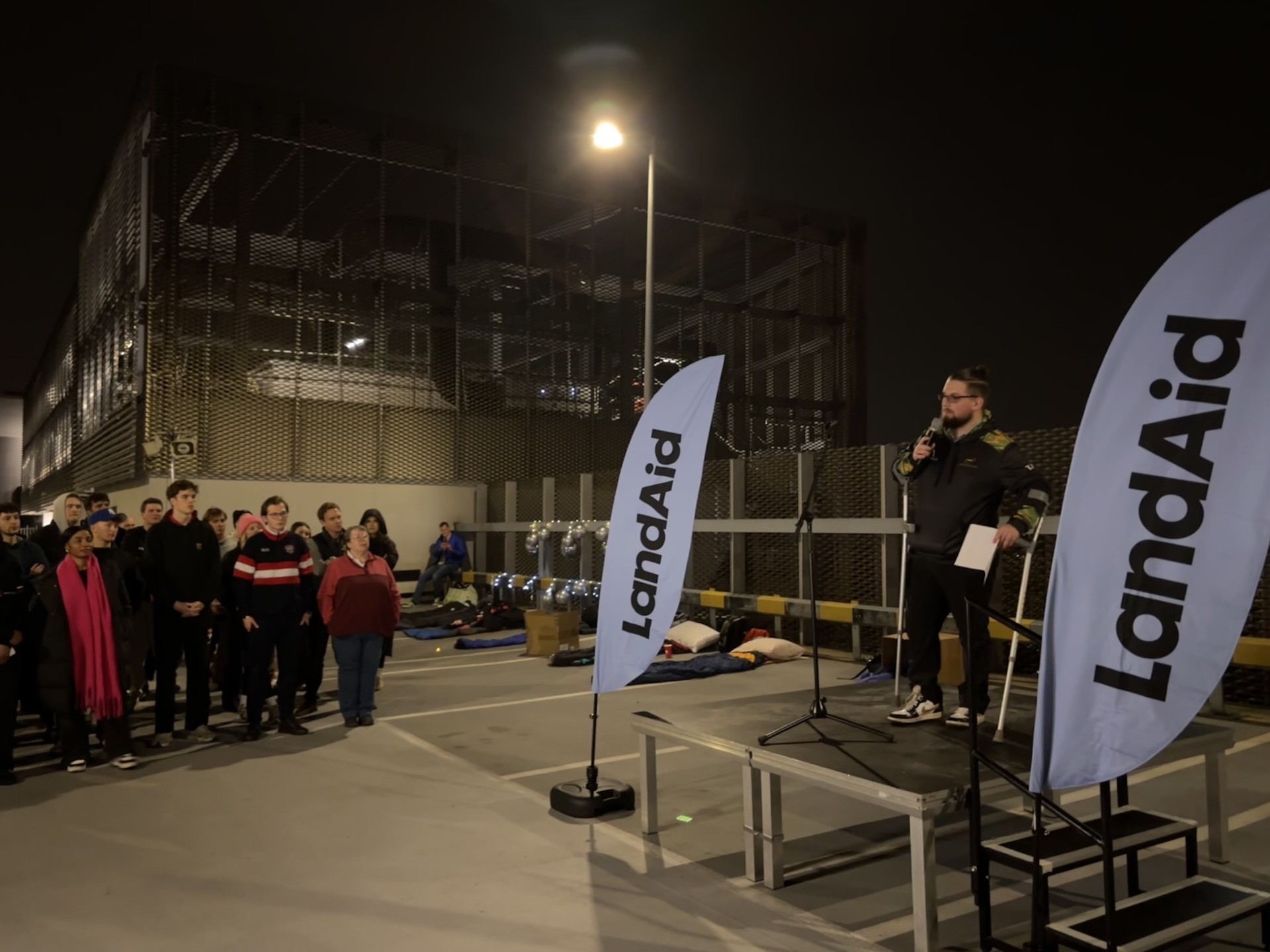 Tyler inspires again at LandAid SleepOut, sharing journey from homelessness to success